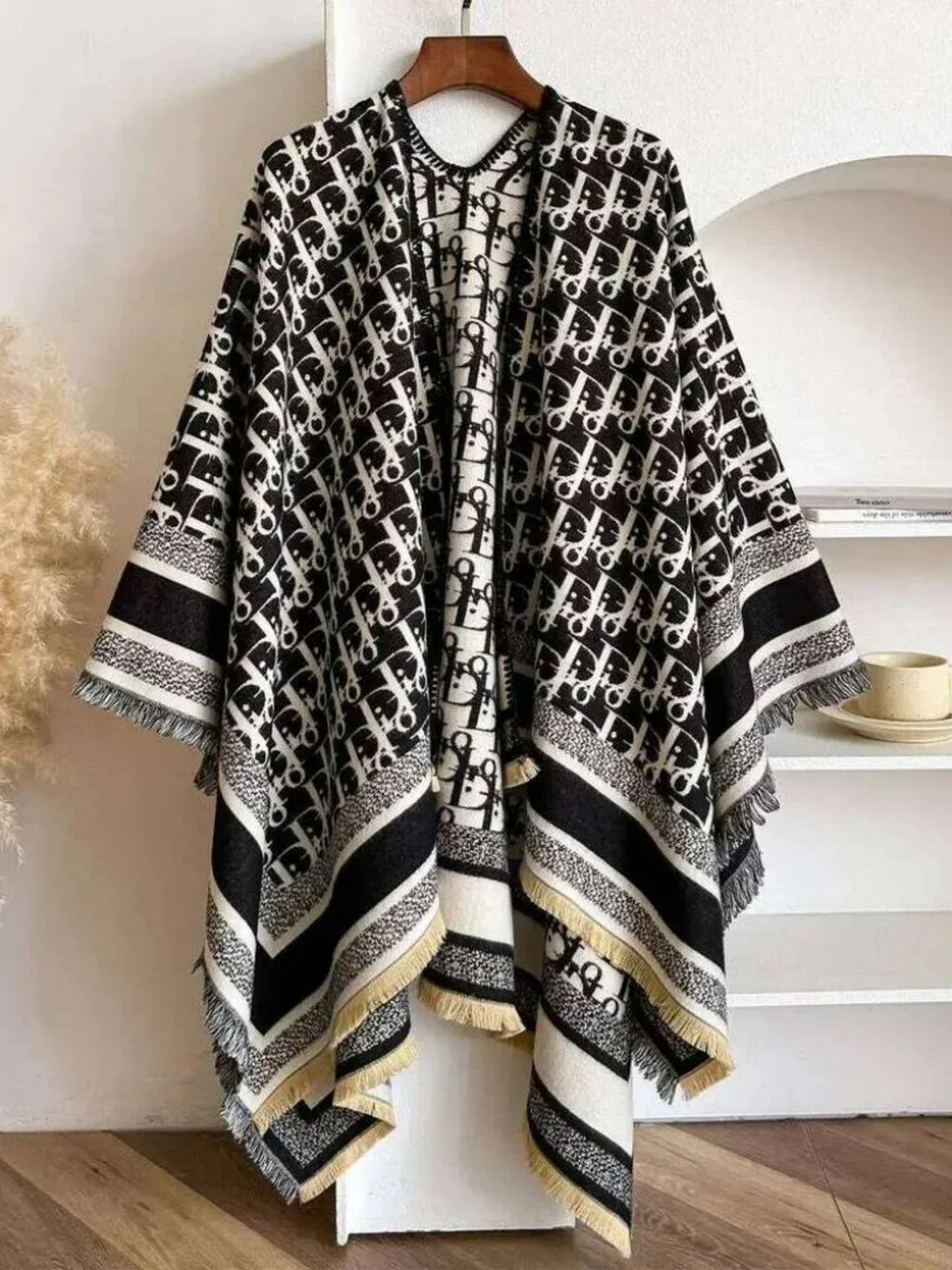 NEW! EXQUISITE LUXURY VIBES SHAWL PONCHO FRINGED
